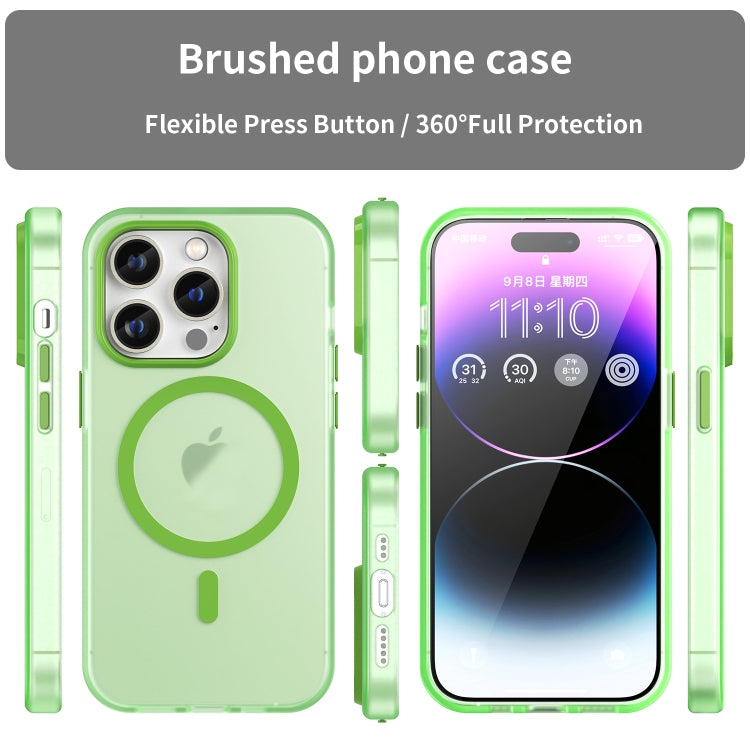 For iPhone 14 Pro MagSafe Frosted Translucent TPU + PC Full Coverage Phone Case(Green) - iPhone 14 Pro Cases by buy2fix | Online Shopping UK | buy2fix