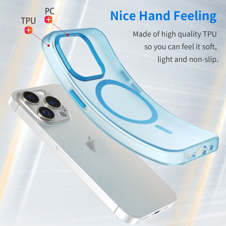 For iPhone 16 Pro Max MagSafe Frosted Translucent TPU + PC Full Coverage Phone Case(Blue) - iPhone 16 Pro Max Cases by buy2fix | Online Shopping UK | buy2fix