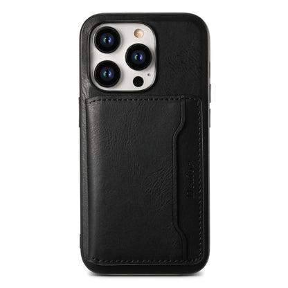 For iPhone 13 Pro Denior Cowhide Texture Leather MagSafe Detachable Wallet Phone Case(Black) - iPhone 13 Pro Cases by Denior | Online Shopping UK | buy2fix