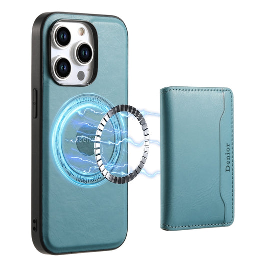 For iPhone 12 Pro Max Denior Cowhide Texture Leather MagSafe Detachable Wallet Phone Case(Blue) - iPhone 12 Pro Max Cases by Denior | Online Shopping UK | buy2fix