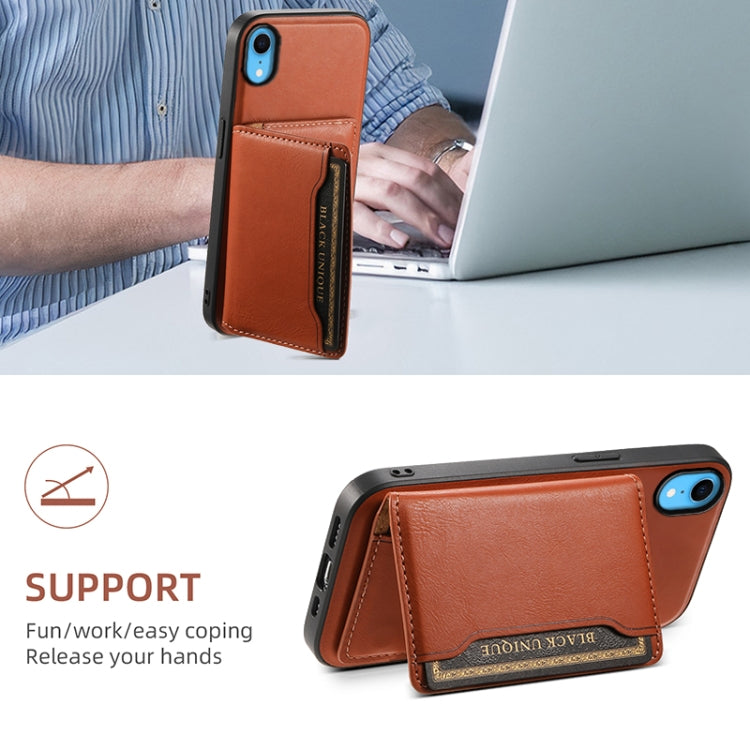 For iPhone XR Denior Cowhide Texture Leather MagSafe Detachable Wallet Phone Case(Brown) - More iPhone Cases by Denior | Online Shopping UK | buy2fix