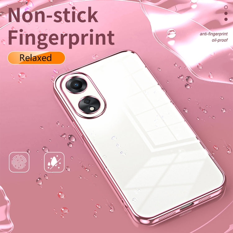For OPPO A58 5G / A58x 5G Transparent Plating Fine Hole Phone Case(Transparent) - OPPO Cases by buy2fix | Online Shopping UK | buy2fix