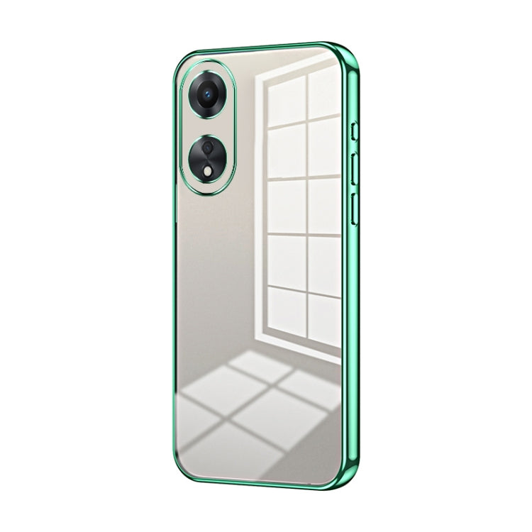 For OPPO A58 5G / A58x 5G Transparent Plating Fine Hole Phone Case(Green) - OPPO Cases by buy2fix | Online Shopping UK | buy2fix