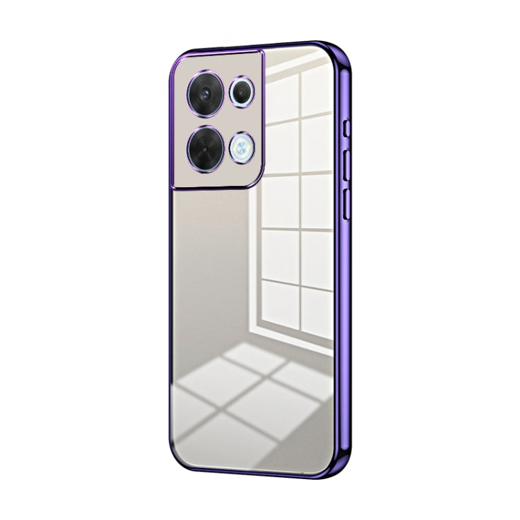 For OPPO Reno8 Transparent Plating Fine Hole Phone Case(Purple) - OPPO Cases by buy2fix | Online Shopping UK | buy2fix