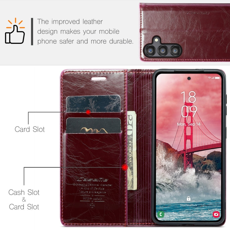 For Samsung Galaxy A55 5G CaseMe 003 Crazy Horse Texture Flip Leather Phone Case(Mulberry Red) - Galaxy Phone Cases by CaseMe | Online Shopping UK | buy2fix