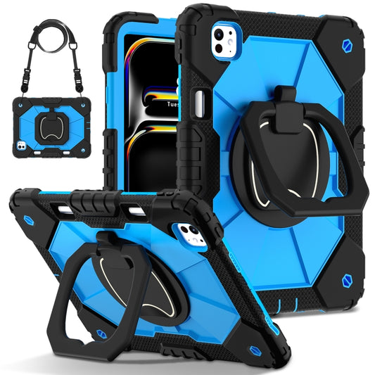 For iPad Pro 11 2024 Contrast Color Robot Silicone Hybrid PC Tablet Case(Black Blue) - iPad Pro 11 2024 Cases by buy2fix | Online Shopping UK | buy2fix