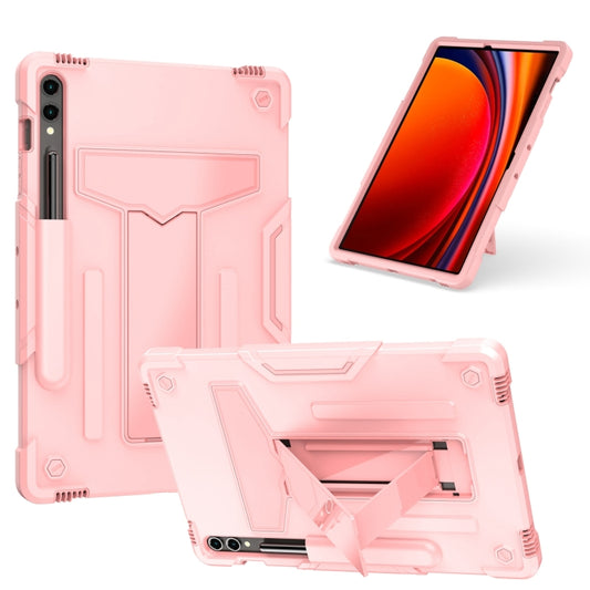 For Samsung Galaxy Tab S9 FE+ / S9+ T Holder Robot Silicone Hybrid PC Tablet Case(Rose Gold) - Galaxy Tab S9+ Cases by buy2fix | Online Shopping UK | buy2fix