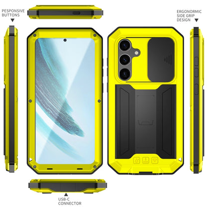 For Samsung Galaxy S24+ 5G R-JUST Sliding Camera Life Waterproof Holder Phone Case(Yellow) - Galaxy S24+ 5G Cases by R-JUST | Online Shopping UK | buy2fix