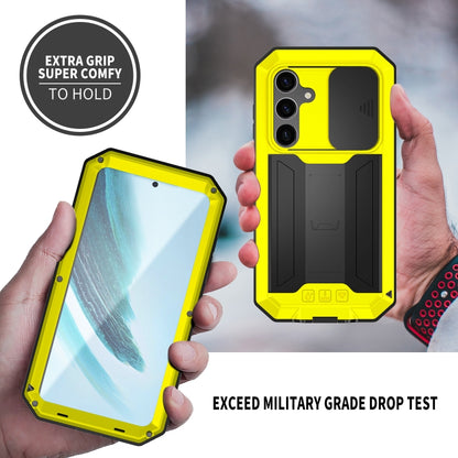 For Samsung Galaxy S24+ 5G R-JUST Sliding Camera Life Waterproof Holder Phone Case(Yellow) - Galaxy S24+ 5G Cases by R-JUST | Online Shopping UK | buy2fix