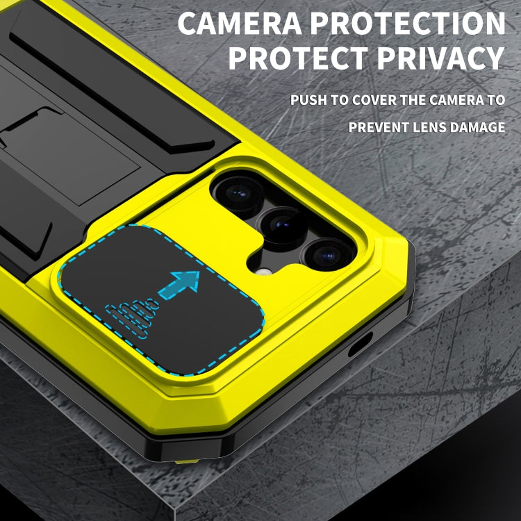 For Samsung Galaxy S24 5G R-JUST Sliding Camera Life Waterproof Holder Phone Case(Yellow) - Galaxy S24 5G Cases by R-JUST | Online Shopping UK | buy2fix