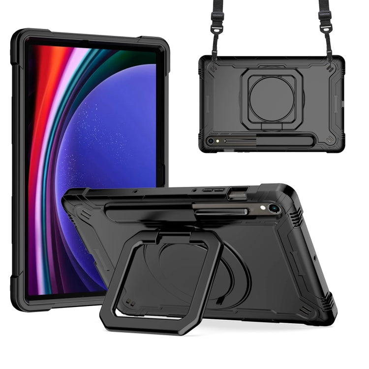 For Samsung Galaxy Tab S9 FE / S9 Handle Robot Silicone Hybrid PC Tablet Case(Black) - Galaxy Tab S9 Cases by buy2fix | Online Shopping UK | buy2fix