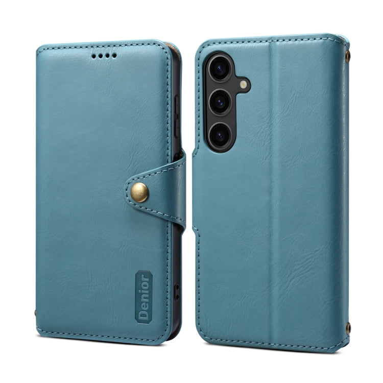 For Samsung Galaxy S24+ 5G Denior Cowhide Texture Wallet Style Leather Phone Case(Blue) - Galaxy S24+ 5G Cases by Denior | Online Shopping UK | buy2fix