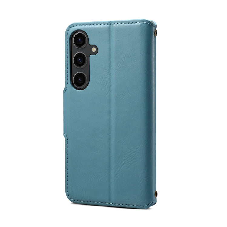 For Samsung Galaxy S24+ 5G Denior Cowhide Texture Wallet Style Leather Phone Case(Blue) - Galaxy S24+ 5G Cases by Denior | Online Shopping UK | buy2fix