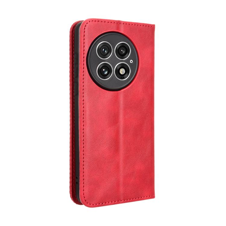 For OnePlus 13 5G Magnetic Buckle Retro Texture Leather Phone Case(Red) - OnePlus Cases by buy2fix | Online Shopping UK | buy2fix