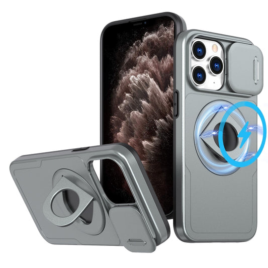 For iPhone 11 Pro Max Camshield MagSafe Ring Holder Armor Phone Case(Titanium Grey) - iPhone 11 Pro Max Cases by buy2fix | Online Shopping UK | buy2fix