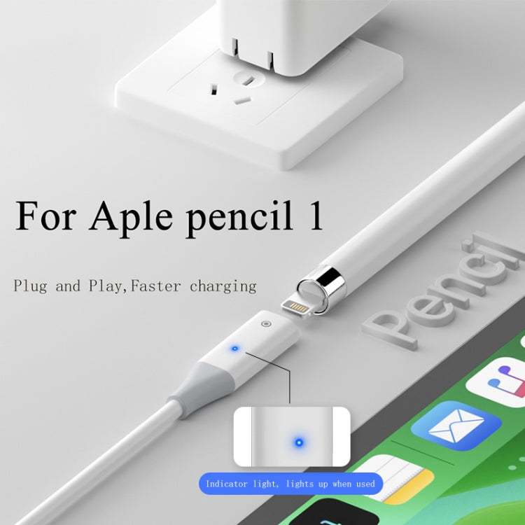 For Apple Pencil 1 USB to 8 Pin Stylus Charging Cable with Indicator Light, Length:1m(White) - Pencil Accessories by buy2fix | Online Shopping UK | buy2fix