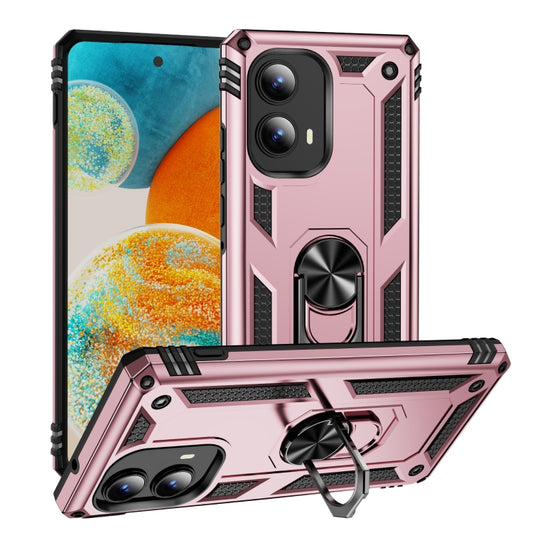 For Motorola Edge 2024 Shockproof TPU + PC Phone Case with Holder(Rose Gold) - Motorola Cases by buy2fix | Online Shopping UK | buy2fix