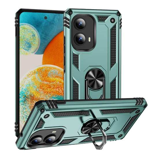 For Motorola Edge 2024 Shockproof TPU + PC Phone Case with Holder(Dark Green) - Motorola Cases by buy2fix | Online Shopping UK | buy2fix