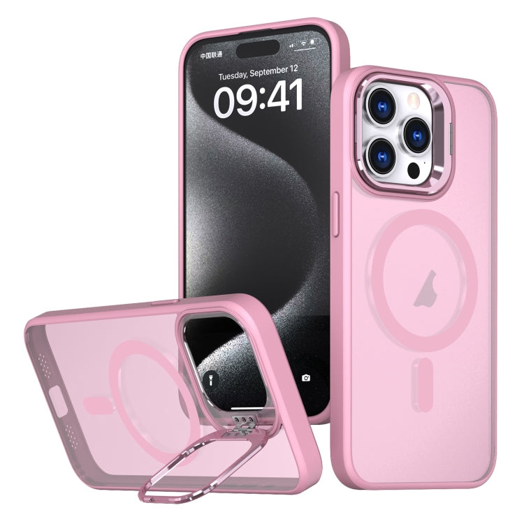 For iPhone 15 Pro Metal Invisible Camera Holder MagSafe Magnetic Phone Case(Pink) - iPhone 15 Pro Cases by buy2fix | Online Shopping UK | buy2fix