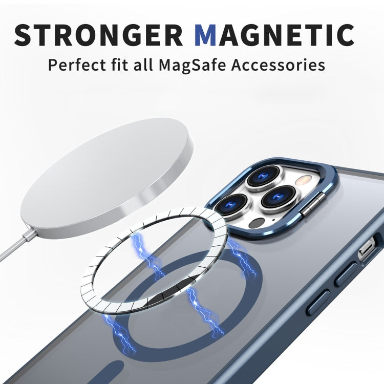 For iPhone 13 Pro Max Metal Invisible Camera Holder MagSafe Magnetic Phone Case(Blue) - iPhone 13 Pro Max Cases by buy2fix | Online Shopping UK | buy2fix