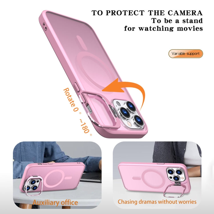 For iPhone 12 Pro Max Metal Invisible Camera Holder MagSafe Magnetic Phone Case(Pink) - iPhone 12 Pro Max Cases by buy2fix | Online Shopping UK | buy2fix