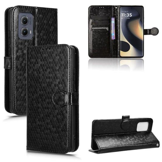 For Motorola Edge 5G 2024 Honeycomb Dot Texture Leather Phone Case(Black) - Motorola Cases by buy2fix | Online Shopping UK | buy2fix