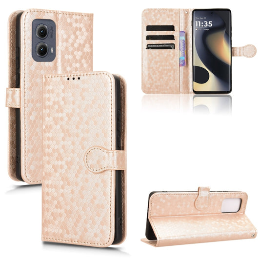 For Motorola Edge 5G 2024 Honeycomb Dot Texture Leather Phone Case(Gold) - Motorola Cases by buy2fix | Online Shopping UK | buy2fix