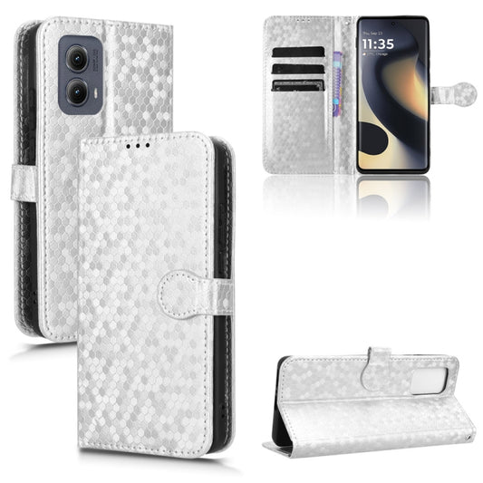 For Motorola Edge 5G 2024 Honeycomb Dot Texture Leather Phone Case(Silver) - Motorola Cases by buy2fix | Online Shopping UK | buy2fix