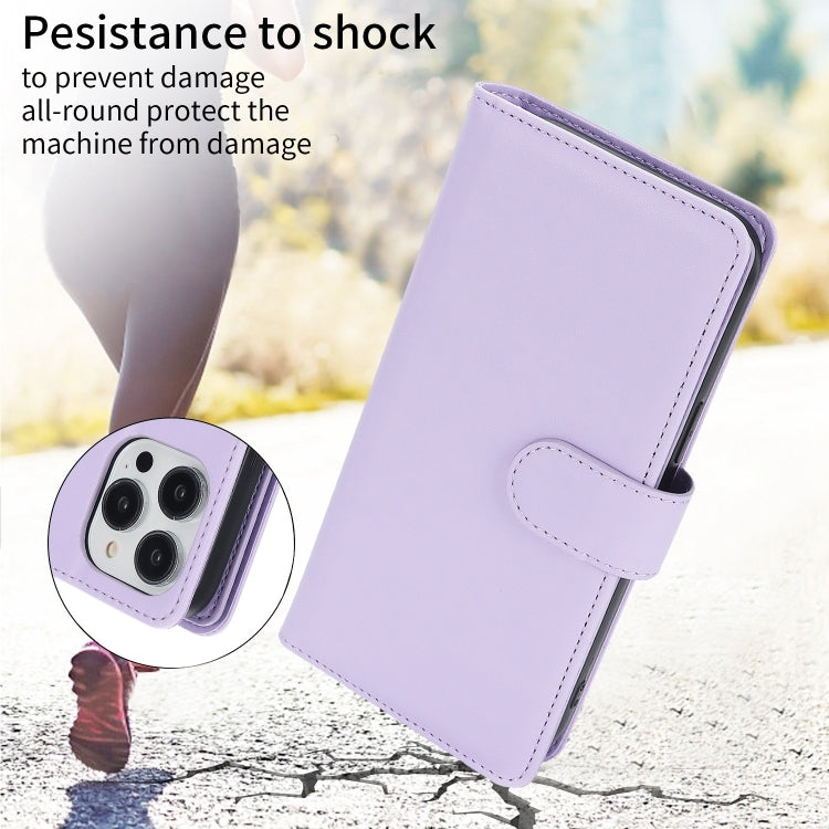 For iPhone 16 Pro Multi-Card Wallet RFID Leather Phone Case(Light Purple) - iPhone 16 Pro Cases by buy2fix | Online Shopping UK | buy2fix