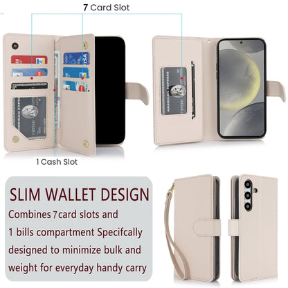 For Samsung Galaxy S24 / S25 5G Multi-Card Wallet RFID Leather Phone Case(Apricot) - Galaxy S24 5G Cases by buy2fix | Online Shopping UK | buy2fix