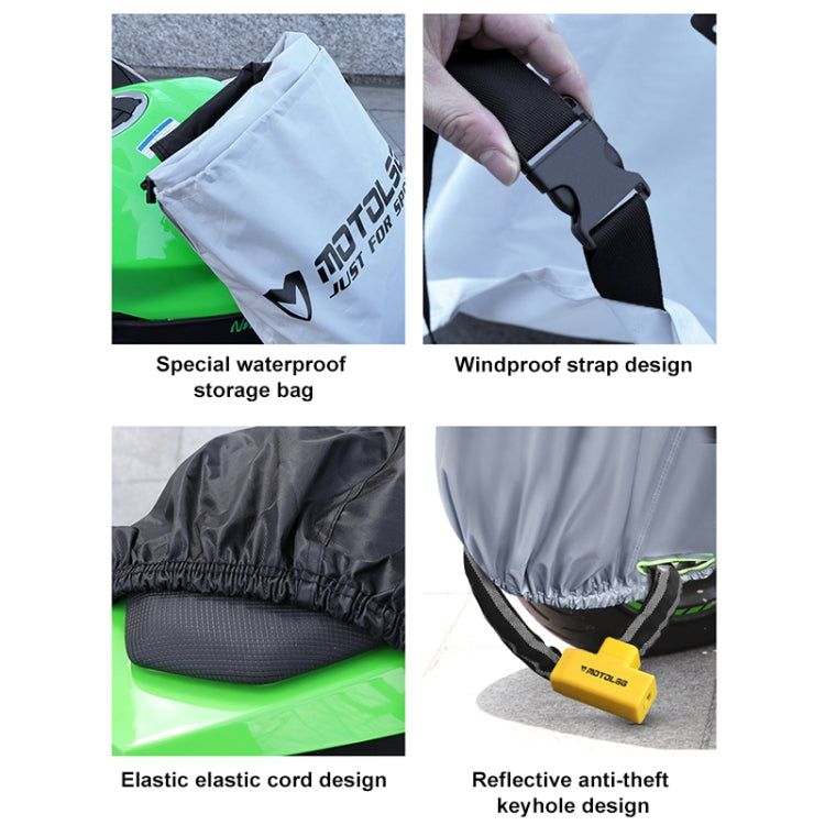MOTOLSG Motorcycle Waterproof Sunproof Dustproof Thickening Cover, Size:L(Silver Black) - Raincoat by MOTOLSG | Online Shopping UK | buy2fix