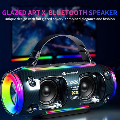 New Rixing NR8806 Portable Outdoor Wireless Bluetooth Speaker RGB Colorful Subwoofer, Style:Single Mic(Blue) - Desktop Speaker by NewRixing | Online Shopping UK | buy2fix