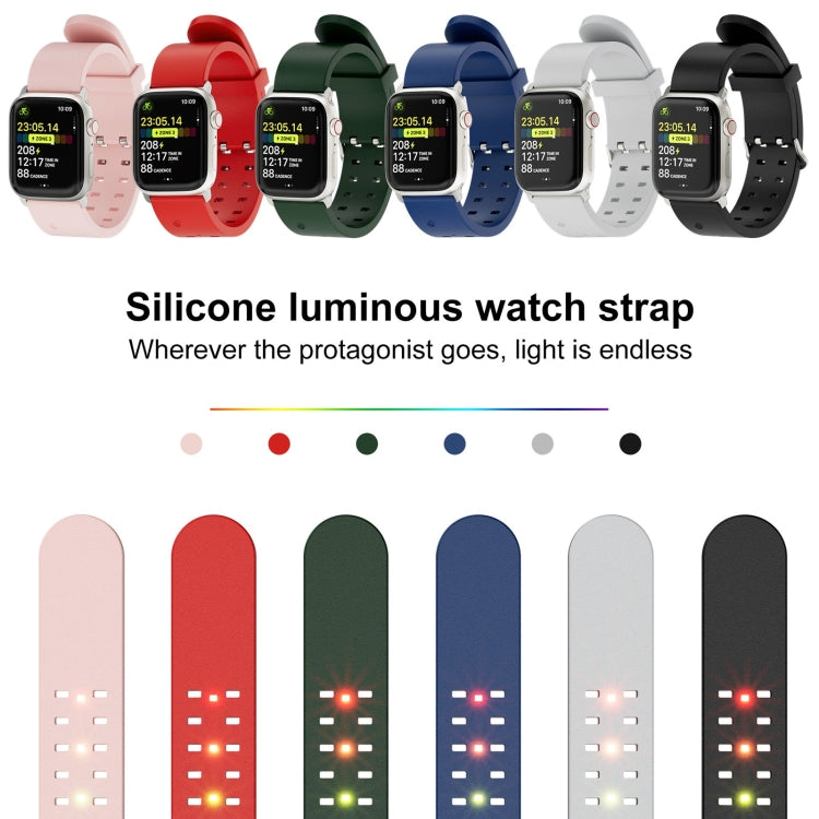 For Apple Watch Series 5 44mm Luminous Colorful Light Silicone Watch Band(Black) - Watch Bands by buy2fix | Online Shopping UK | buy2fix