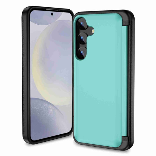 For Samsung Galaxy S22+ 5G 3 in 1 Flip Holder Phone Case(Cyan) - Galaxy S22+ 5G Cases by buy2fix | Online Shopping UK | buy2fix