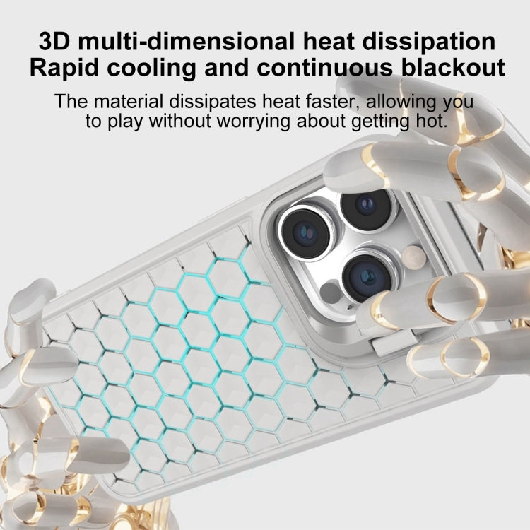 For iPhone 14 Pro Honeycomb Radiating Lens Holder Magsafe Phone Case(Grey) - iPhone 14 Pro Cases by buy2fix | Online Shopping UK | buy2fix