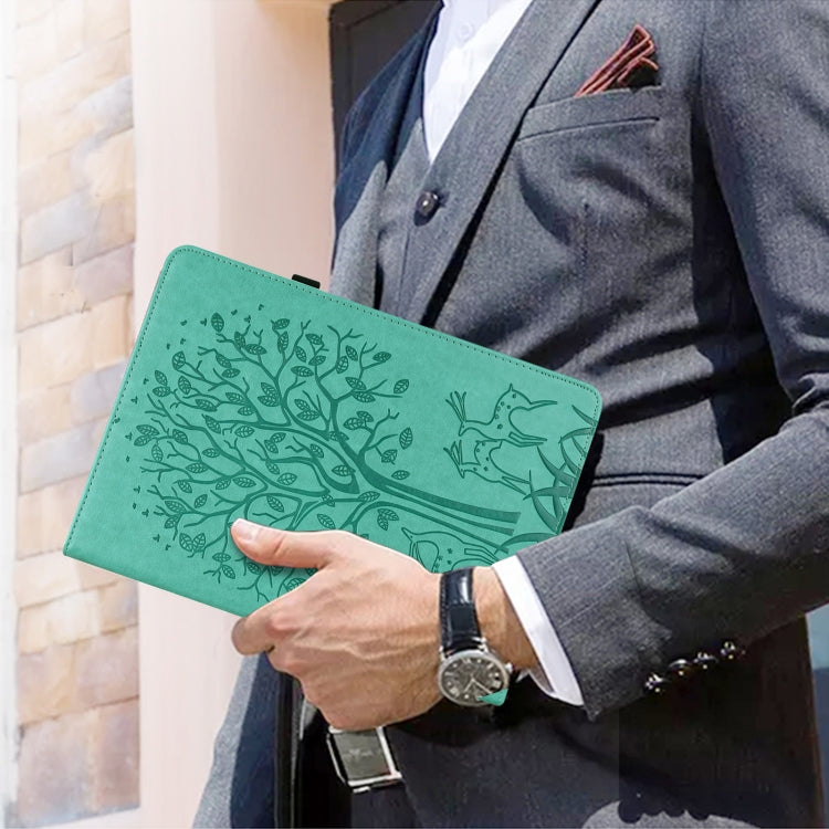 For Lenovo Tab M11 / Xiaoxin Pad 11 2024 Tree & Deer Embossed Leather Tablet Case(Green) - Lenovo by buy2fix | Online Shopping UK | buy2fix
