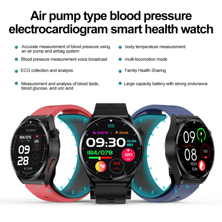 S22 Air Pump Blood Pressure Testing ECG Health Smart Watch, 1.39 inch Round Screen(Blue) - Smart Watches by buy2fix | Online Shopping UK | buy2fix