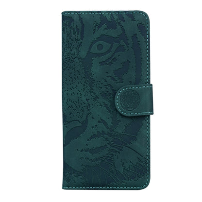 For Google Pixel 9 Tiger Embossing Pattern Flip Leather Phone Case(Green) - Google Cases by buy2fix | Online Shopping UK | buy2fix