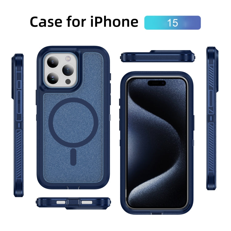 For iPhone 15 Guard Magsafe Magnetic Ring Matte Phone Case(Royal Blue) - iPhone 15 Cases by buy2fix | Online Shopping UK | buy2fix