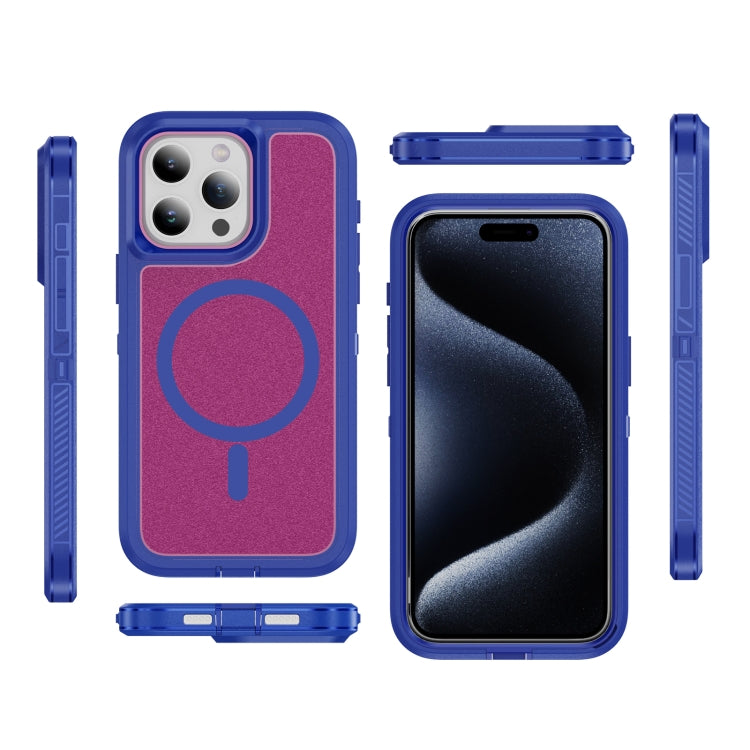 For iPhone 12 / 12 Pro Guard Magsafe Magnetic Ring Matte Phone Case(Blue+Rose Red) - iPhone 12 / 12 Pro Cases by buy2fix | Online Shopping UK | buy2fix