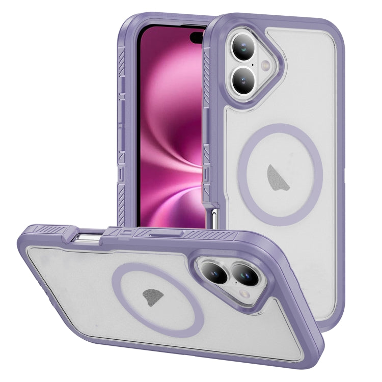 For iPhone 16 Plus Guard Magsafe Magnetic Ring Matte Phone Case(Light Purple) - iPhone 16 Plus Cases by buy2fix | Online Shopping UK | buy2fix