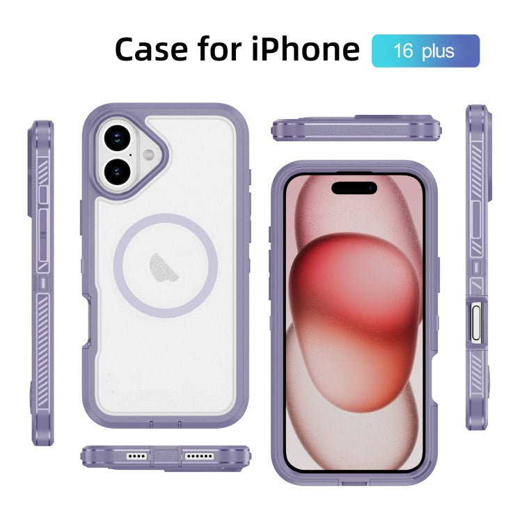 For iPhone 16 Plus Guard Magsafe Magnetic Ring Matte Phone Case(Light Purple) - iPhone 16 Plus Cases by buy2fix | Online Shopping UK | buy2fix