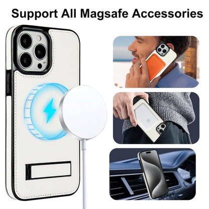 For iPhone 15 Pro Max Retro Leather Invisible Stand MagSafe Phone Case(White) - iPhone 15 Pro Max Cases by buy2fix | Online Shopping UK | buy2fix