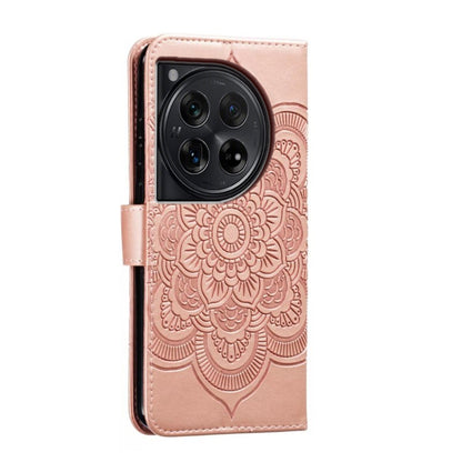 For OnePlus 12 Sun Mandala Embossing Pattern Phone Leather Case(Rose Gold) - OnePlus Cases by buy2fix | Online Shopping UK | buy2fix