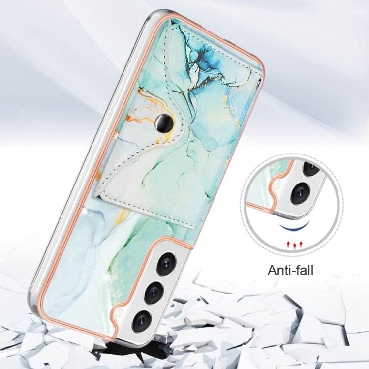 For Samsung Galaxy S22 5G Marble Pattern IMD Card Slot Phone Case(Green) - Galaxy S22 5G Cases by buy2fix | Online Shopping UK | buy2fix