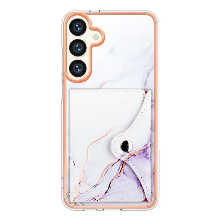 For Samsung Galaxy S24 5G Marble Pattern IMD Card Slot Phone Case(White Purple) -  by buy2fix | Online Shopping UK | buy2fix