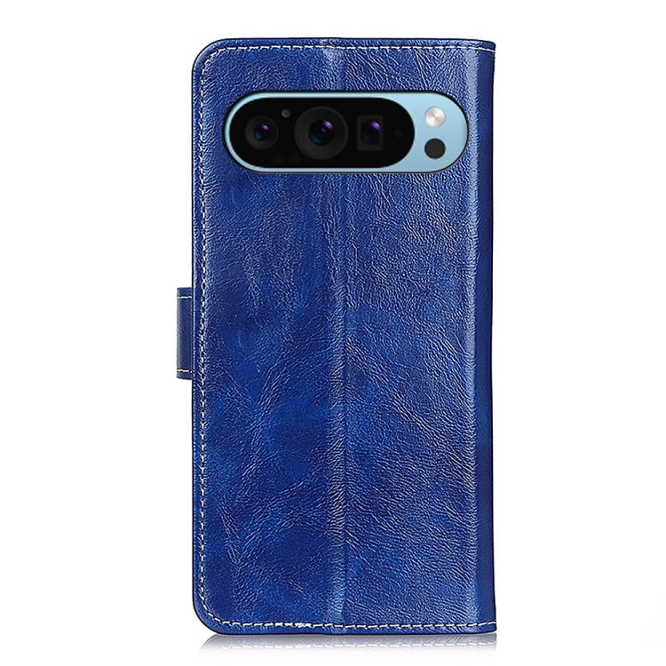 For Google Pixel 9 Retro Crazy Horse Texture Flip Leather Phone Case(Blue) - Google Cases by buy2fix | Online Shopping UK | buy2fix