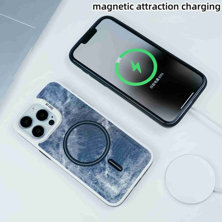 For iPhone 14 Pro Max Contrast Color Denim MagSafe Magnetic Phone Case(Grey) - iPhone 14 Pro Max Cases by buy2fix | Online Shopping UK | buy2fix