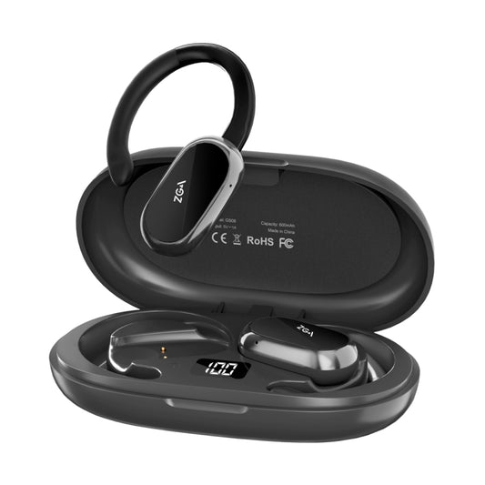 ZGA GS08 LED Digital Display Open Wireless Bluetooth Earphone(Black) - Bluetooth Earphone by ZGA | Online Shopping UK | buy2fix