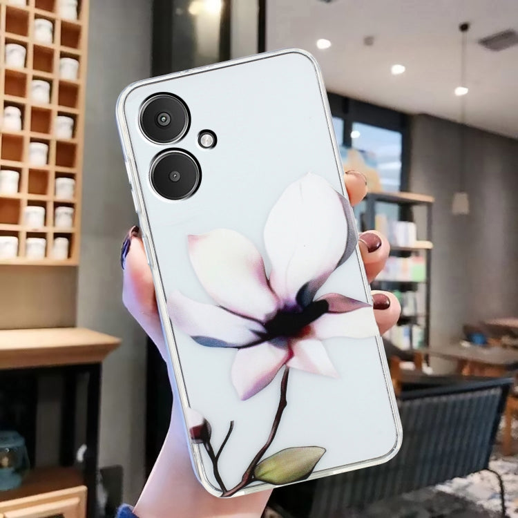 For Xiaomi Redmi 13C 4G Colorful Painting Pattern TPU Phone Case(White Flowers) - 13C Cases by buy2fix | Online Shopping UK | buy2fix